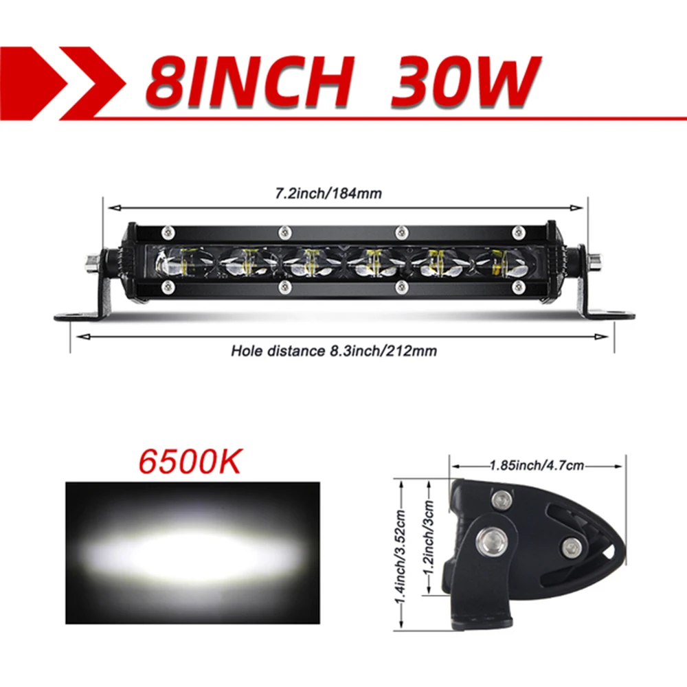 6D Ultra Strip LED Light Bar 8" 14" Inch Driving Fog Lamp Work Light 4x4 Led Bar For Motorcycle Car Offroad SUV ATV Tractor Spot - view 5