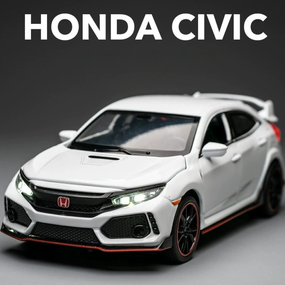 

1:32 Honda CIVIC TYPE-R Accord Models Alloy Diecast Toys Car Doors Opened Sound Light Pull Back Vehices Collect Decoration Gifts