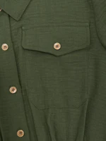 Women's Olive Green Utility Jumpsuit | Belted Waist & Cargo Pockets | Chic Casual Elegant Outfit - Image 6