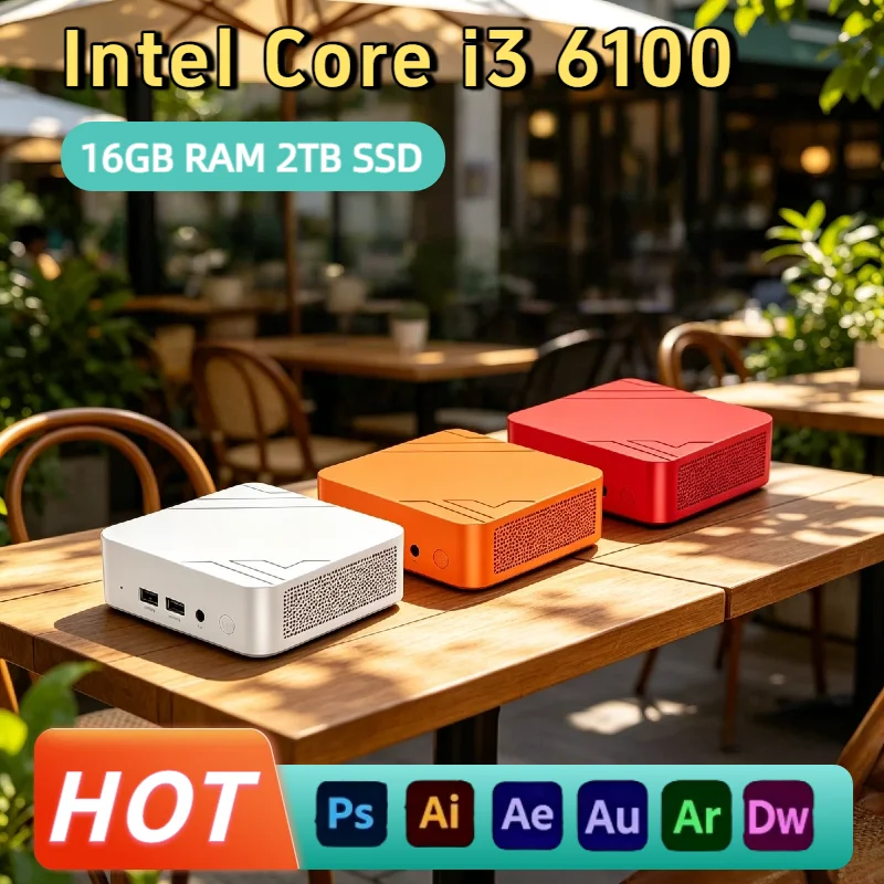 Intel Core i3 6100 Mini PC 16GB RAM 2TB NVMe SSD Triple 4K Display WiFi6 High Performance Office Home Small Computer Pro