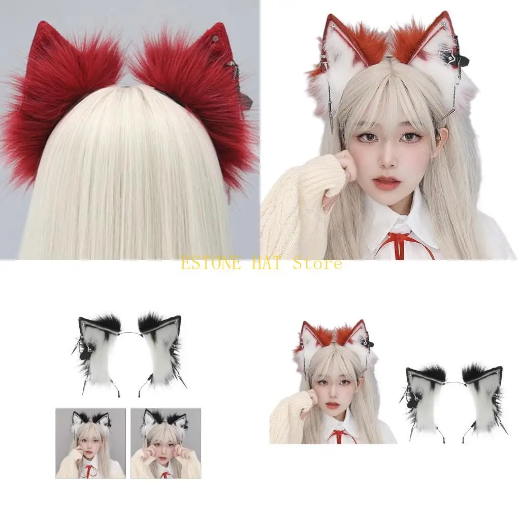 

49MF Lovely Headband Cartoon Wolf Ear Hair Hoop Hairband for Woman Girls
