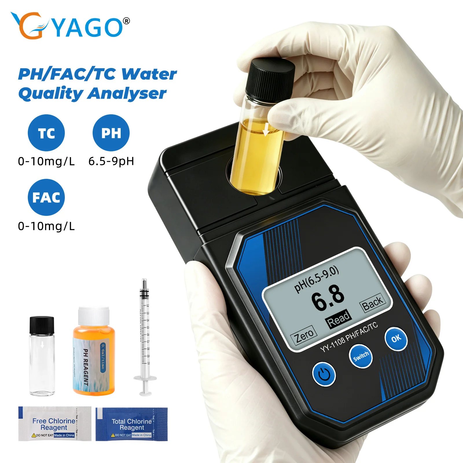Marine Aquarium Water Testing - 3-in-1 디지털 수질 분석기 PH FAC