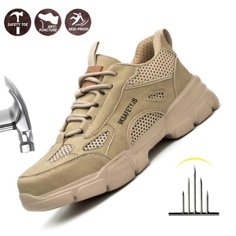

Non Slip Steel Toe Indestructible Safety Shoes Anti-puncture Lightweight Breathable Security Protective Shoes for Men