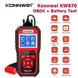 KONNWEI KW870 6V 12V Car Motorcycle Battery Tester OBD2 Diagnostics Tool Scanner 2 in1 Cranking Charging Test Tools