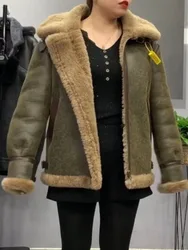 New Fashion Man Winter Coat Genuine Sheepskin Lambskin Shearling Real Leather Jacket for Male Thick Wool Liner Dark Green XXXXXL