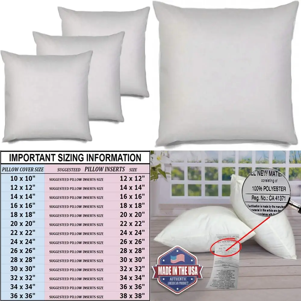 

Hypoallergenic Euro Pillow Inserts 22x22 - Standard White Polyester Sham Stuffer for Decorative Throw Pillows
