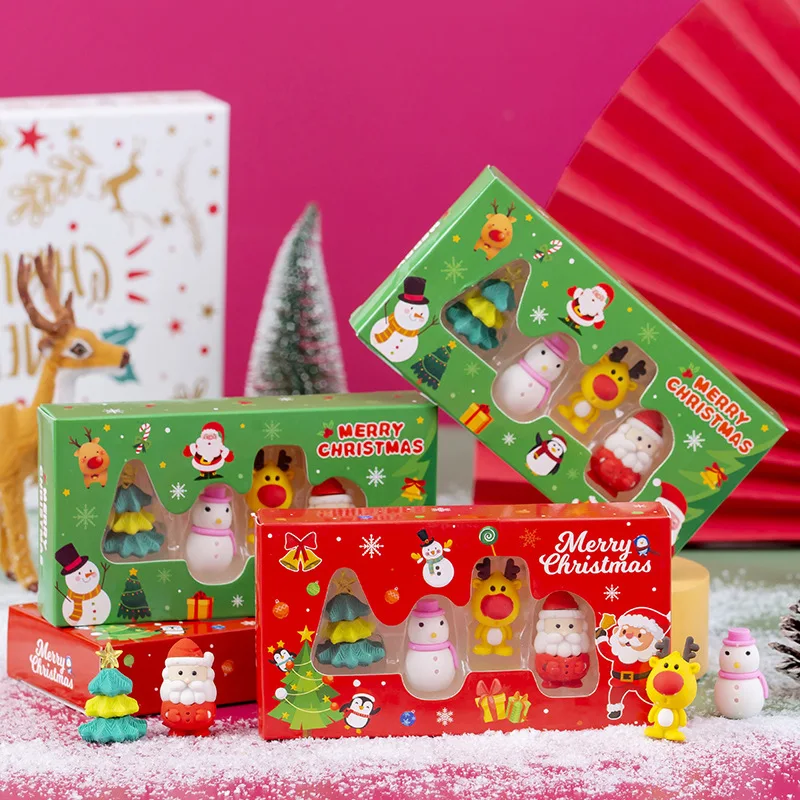 Radiergummi kreative 4 Boxed Weihnachten Gummi Anzug Briefpapier Set Weihnachts geschenk