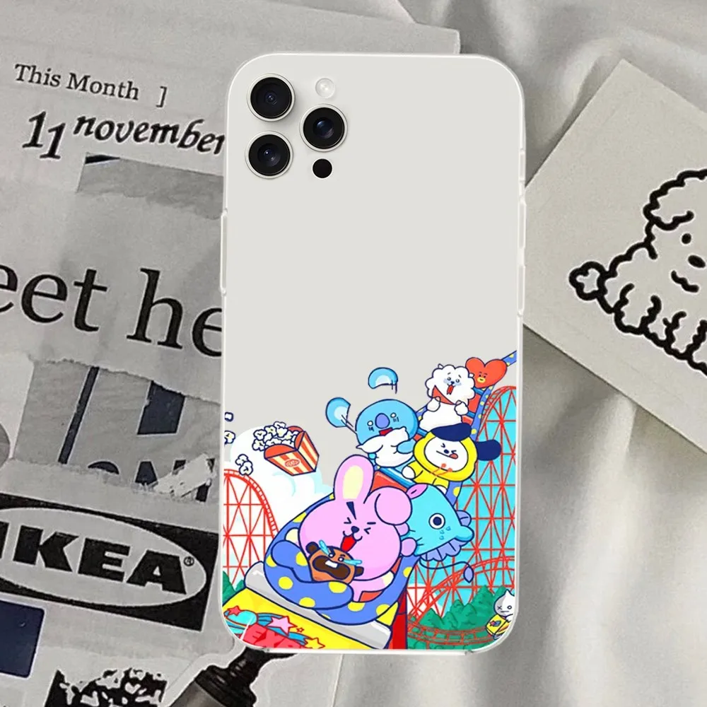 BEAST KINGDOM Cartoon B-BT21 Phone Case For iPhone Mini Plus 11 13 12 14 15 16 Pro XS Max Transparent Shell