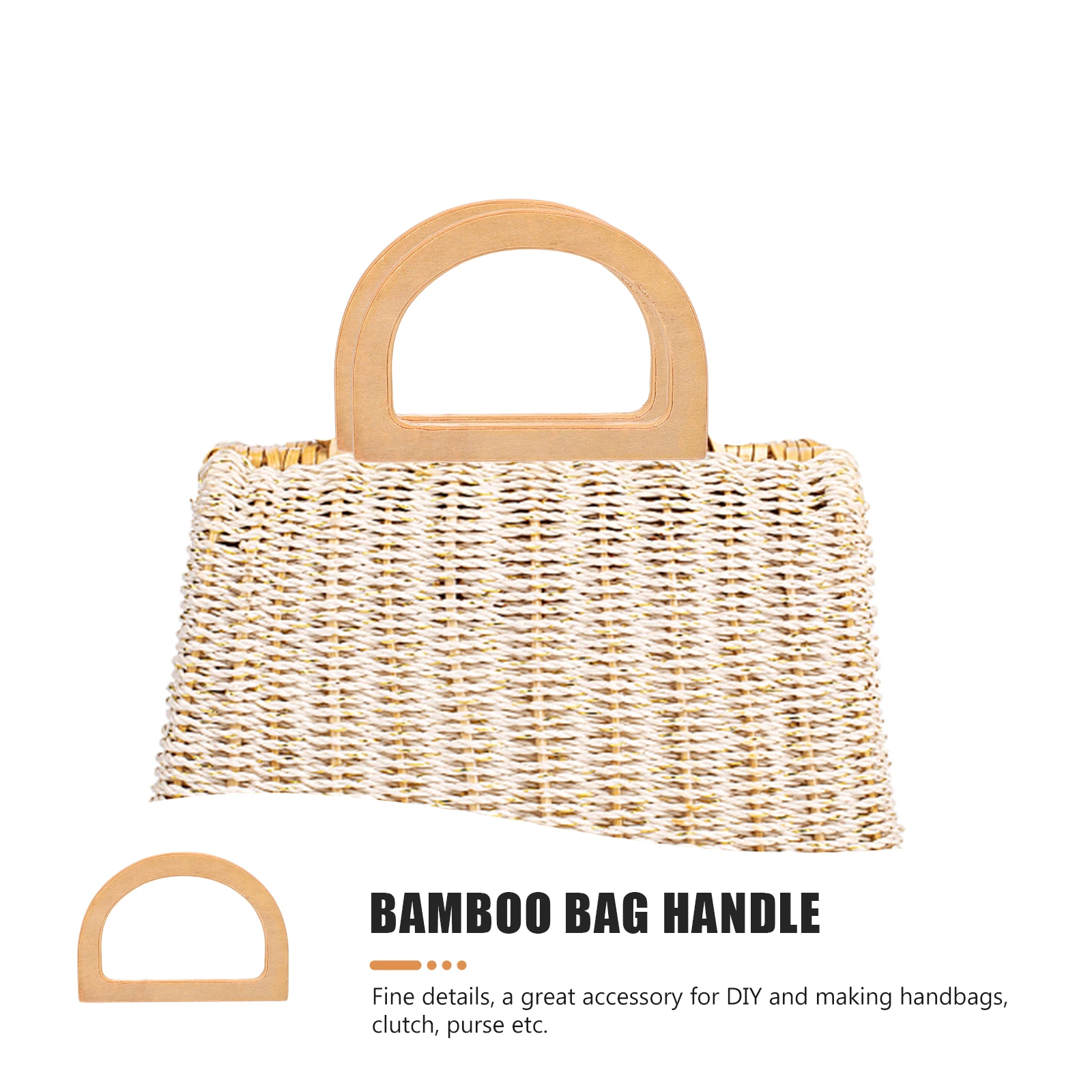 

4pcs Bamboo Handles Decorative Purse Grips D Shape Bag Grips Simple Fashion Handbag Accessories Clutch Decorative