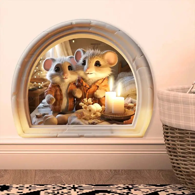 Mäuse Paar gekleidet in Pyjama Wanda uf kleber, Maus Höhle selbst klebende Schlafzimmer Eingang Wohnzimmer Veranda Wohnkultur m845 – Detail 4