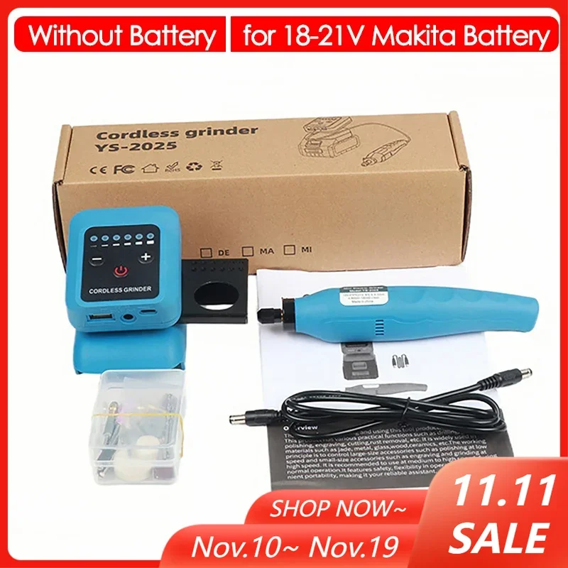 

80W Electric Drill Grinder Reverse Steples Speed Adjust Mini Engraver Pen Mini Drill Polishing Tool for 18V-21V Makita Battery