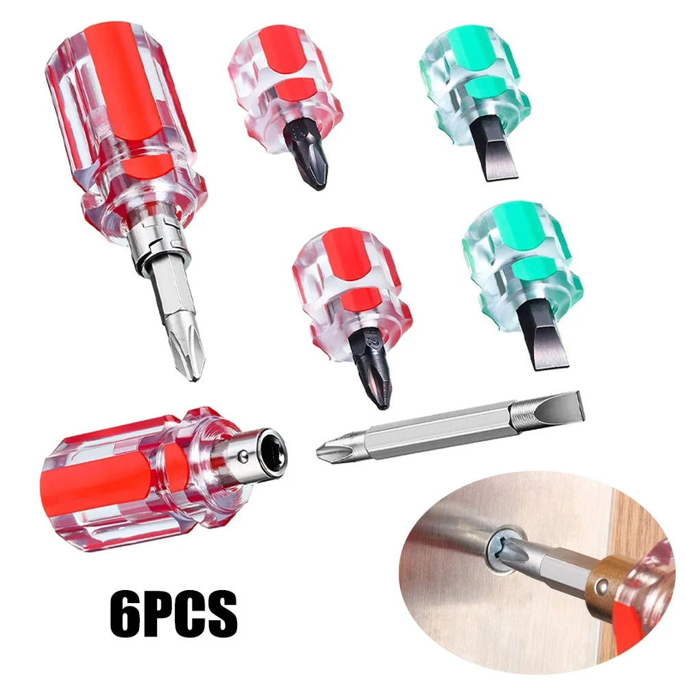 6pcs Mini Screwdriver Combination Flat Head/Cross Head/2-in-1 Interchangeable Screwdriver For Repairing Sewing Machine