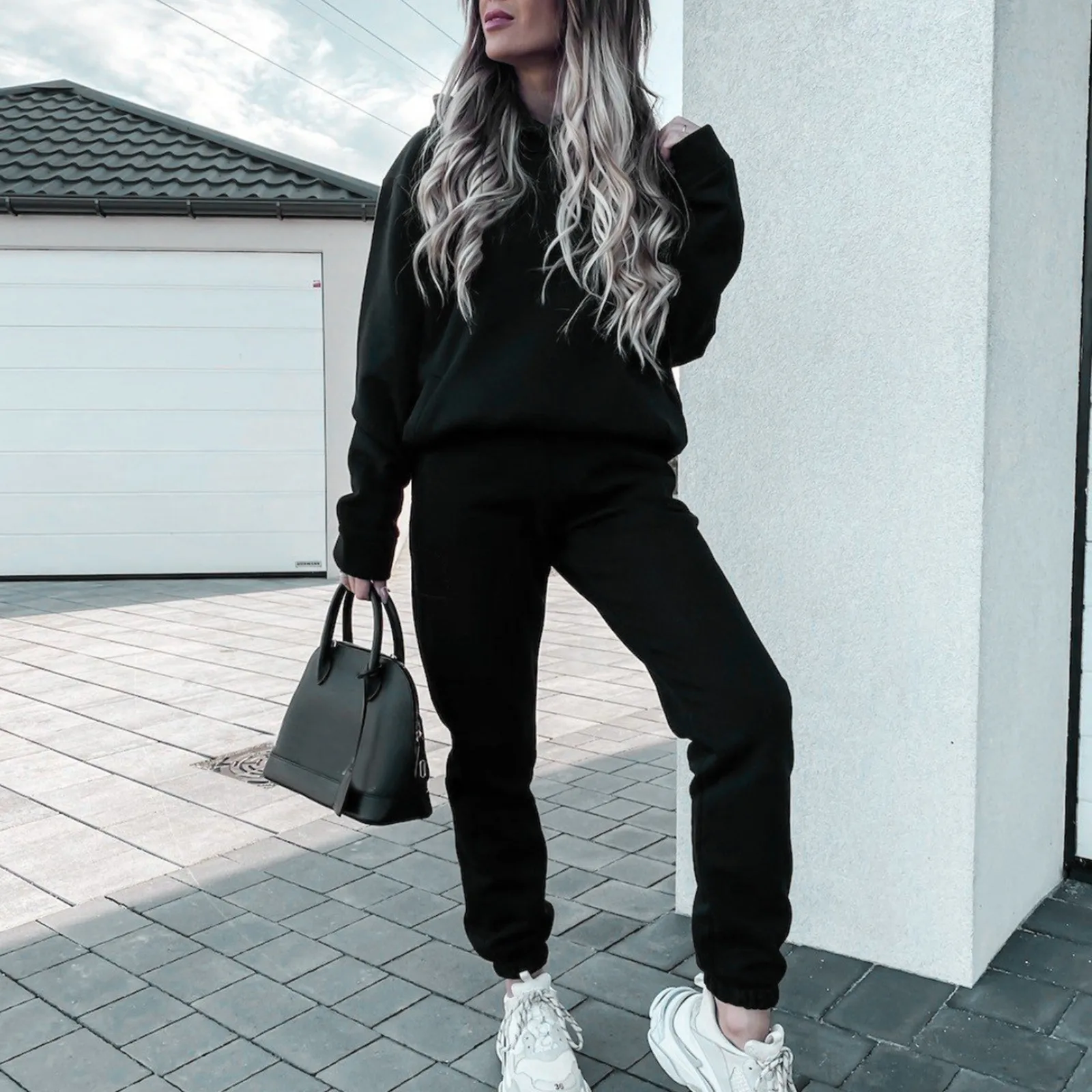 Fashion Long Sleeve Tops Suit Female Outfit Sportswear Hoodies Set 2 Piece Set Women Tracksuit Hooded Sweatshirt Pants Sets