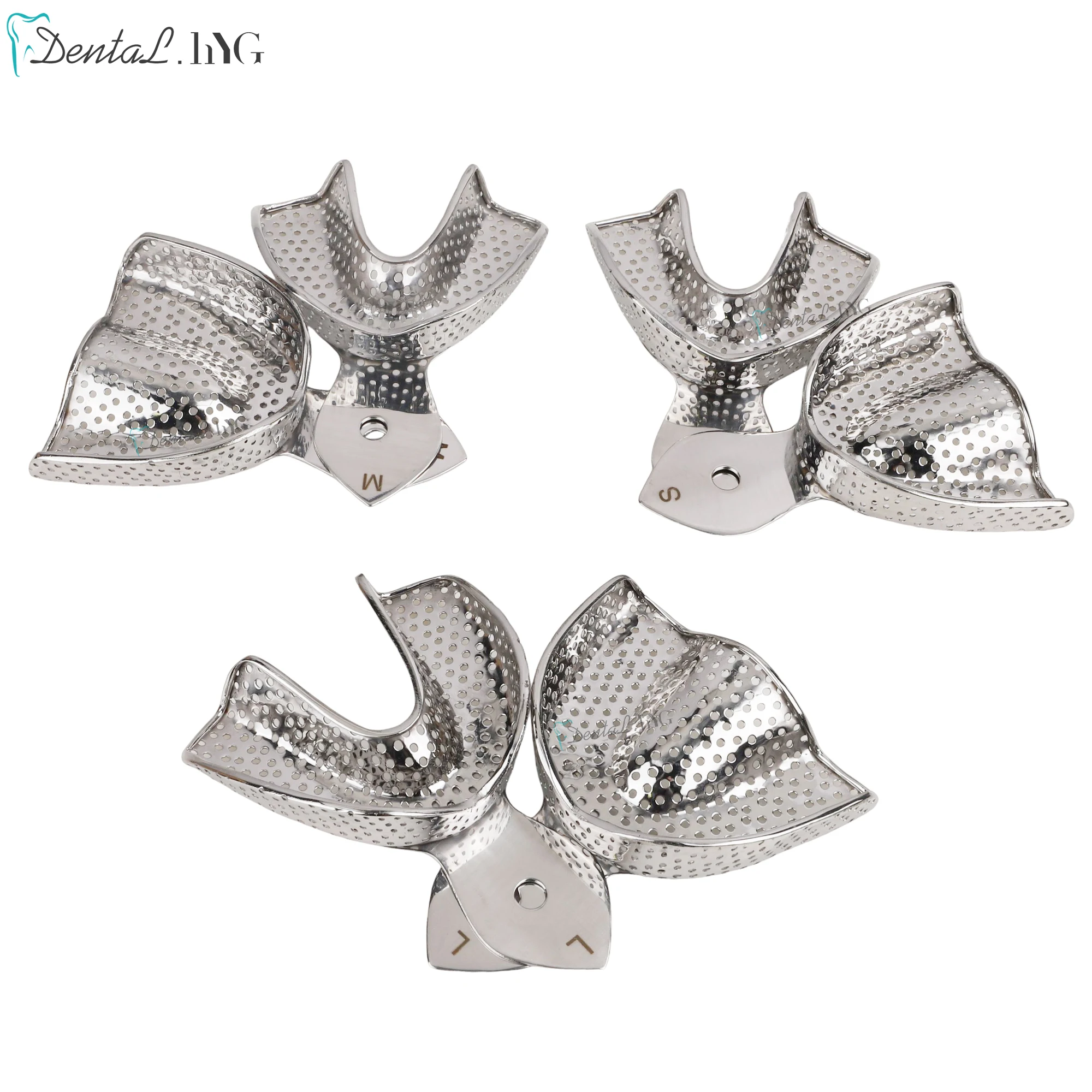 2/6PCS Dentistry Impression Trays Stainless Steel Upper and Lower Autoclavable Teeth Tray Teeth Holder Lab Equipment Dental Tool