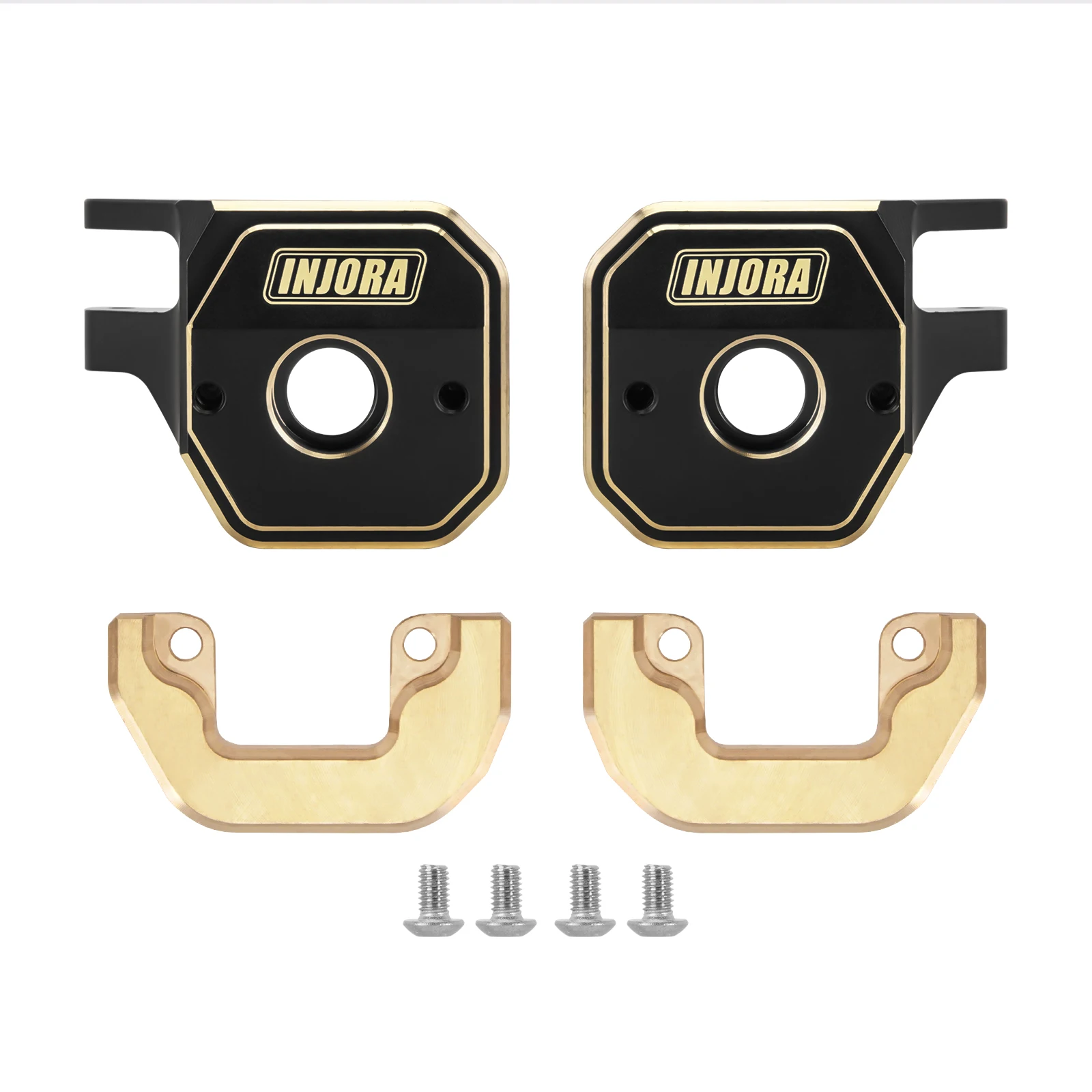 INJORA Black Coating Brass Front Axle Steering Knuckle C Hub Carrier Set for 1/10 RC Crawler Axial SCX10 PRO Upgrade