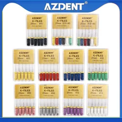 AZDENT-Limes Dentaires à Main en Acier Inoxydable, Outils de Dentiste, Instruments de Laboratoire Dentaire, Canal Radiculaire Endodontique, 21/25mm, 1 Boîte