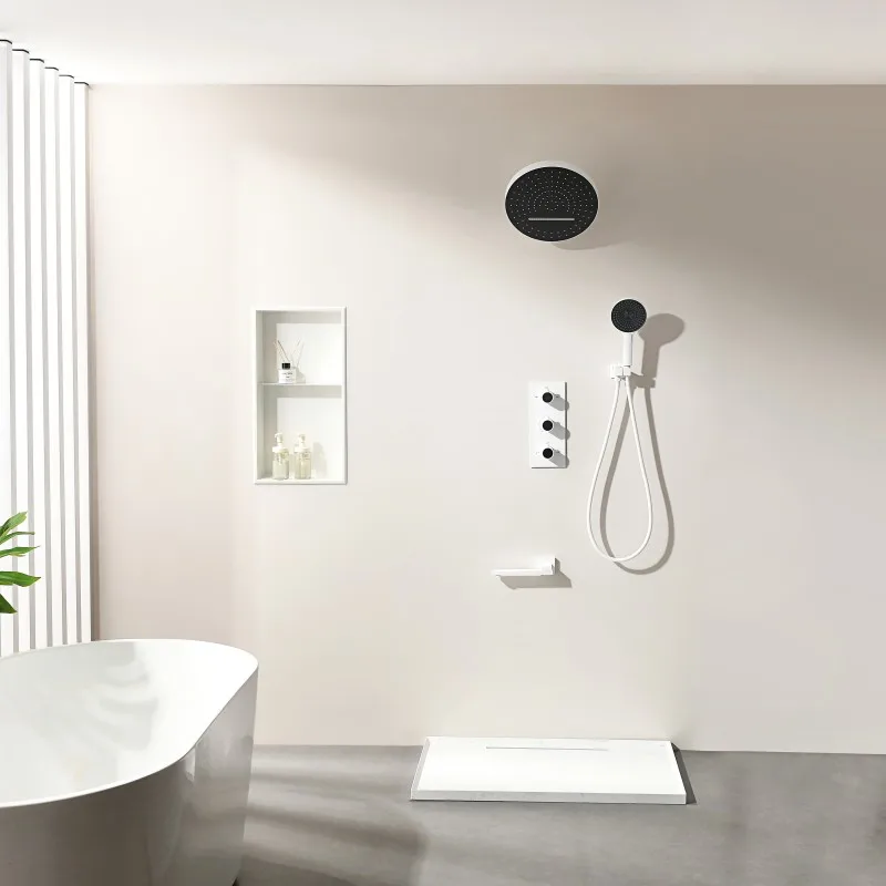 Thermostatic digital shower set Big rainfall shower mixer faucet Bathtub stand shower kit Luxury shower constant shower