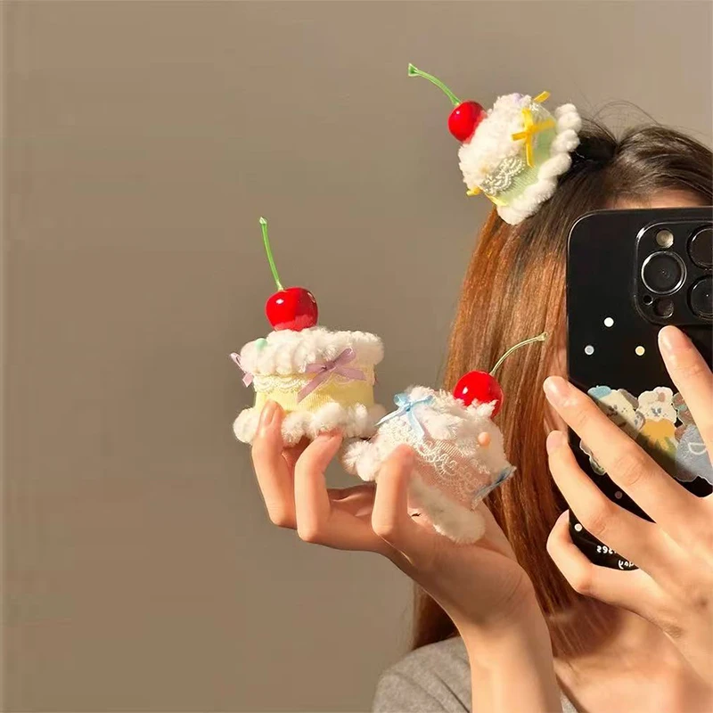 

Заколка для волос в стиле Лолита с кружевом и вишневым декором, детские заколки, головные уборы, аксессуары для волос, украшения для девочек, подарки