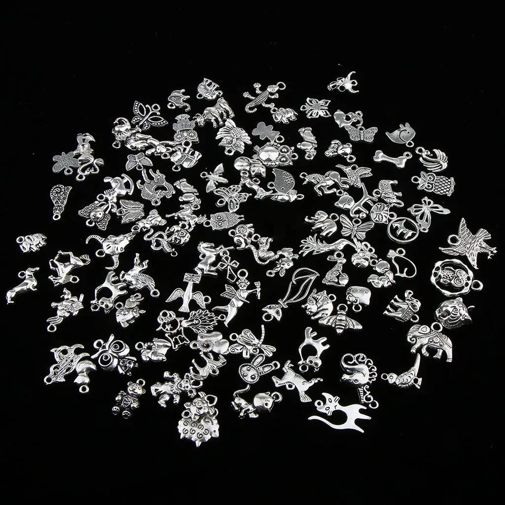 100 Piece Wholesale Lot Assorted Charms Pendant for Crafting Jewelry Making Accessory