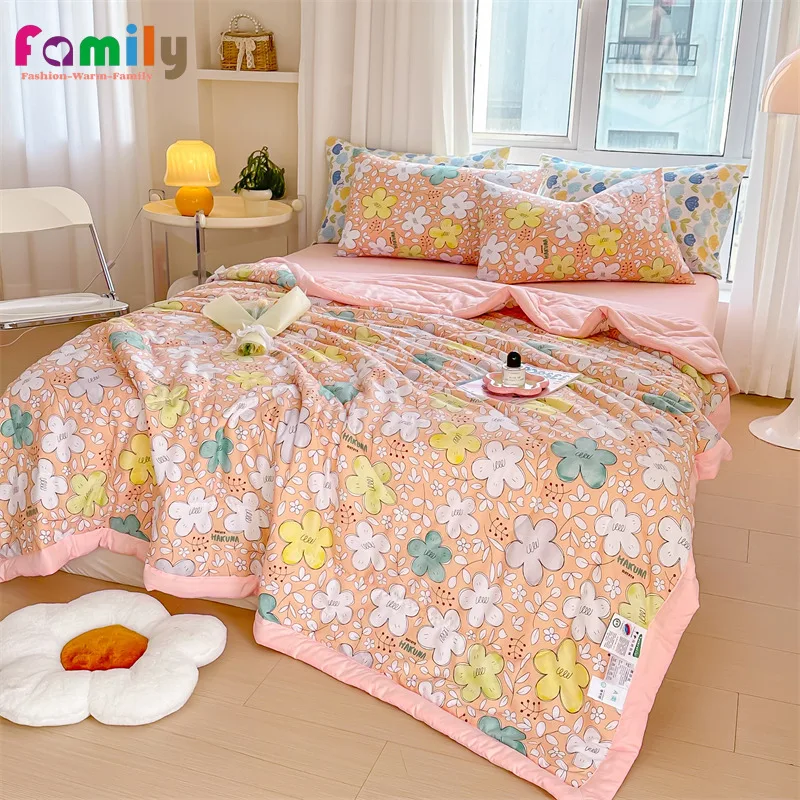 

ZHENXISHUSHI Summer Cotton Comforters Bed Plaid Quilt Duvets Bedspread on Bed Double Blanket Comforter Air Conditioning Quilt