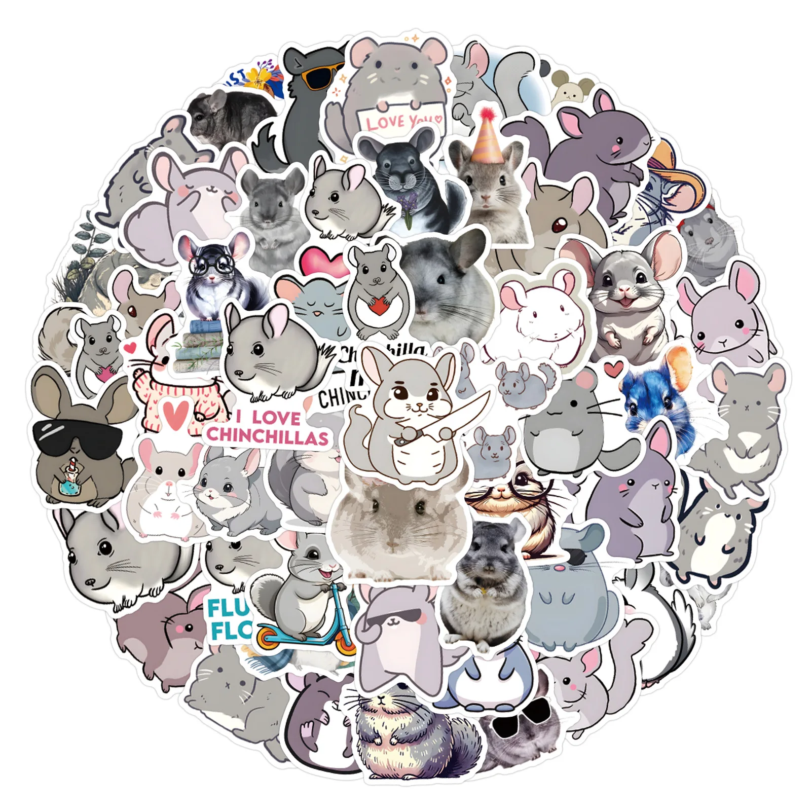 

10/55/110PCS New Chinchilla Kawaii Creative Graffiti Stickers for Water Cup Pencil Box Scrapbook Waterproof Decal Kids Toy