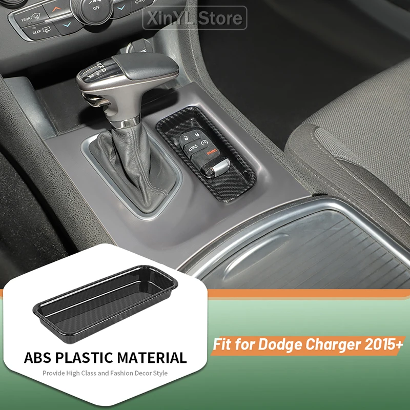

Gear Shift Storage Compartment Decoration Cover Trim for Dodge Charger 2015 Up Car Interior Accessories
