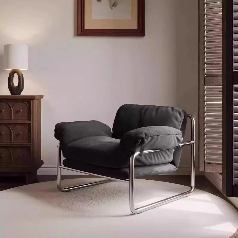 Vintage design living room lounge chair with stainless steel frame hotel and apartment