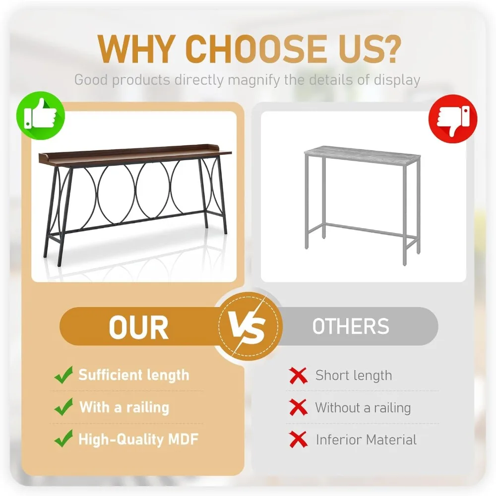 Wood Bar Height Table with Segmented Top Kitchen Breakfast Counter Table for Bistro Dining Room Living Room Brown