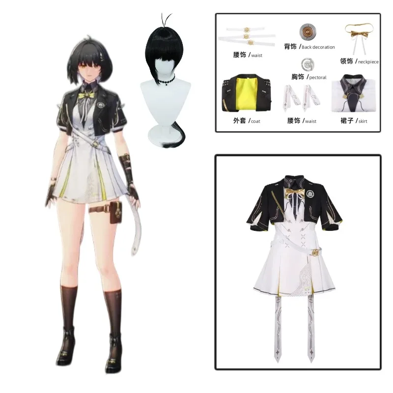 

Rover Cosplay Women Game Anime Wuthering Waves School Uniform Dress Accessories Set Halloween Roleplay Party Cos Outfits