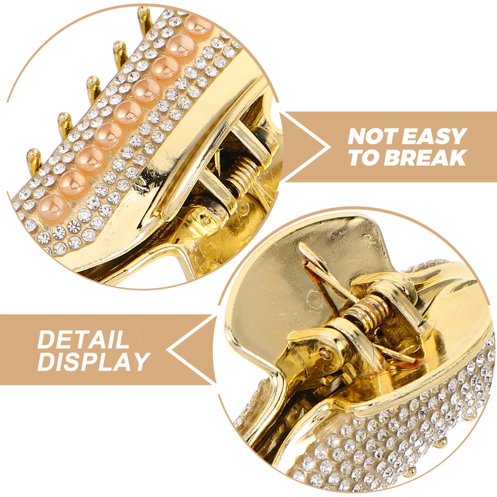 3 قطعة مقاطع الشعر الزخرفية حجر الراين اللؤلؤ الذهب جامبو مخلب كليب نونسليب سميكة طويلة الشعر المشبك اكسسوارات حفلات الزفاف #3