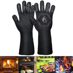 1PC 1472 Degree F Heat Resistant Grilling Glove Silicone Non-Slip Oven Glove Kitchen Glove for Barbecue Cooking Baking Cutting