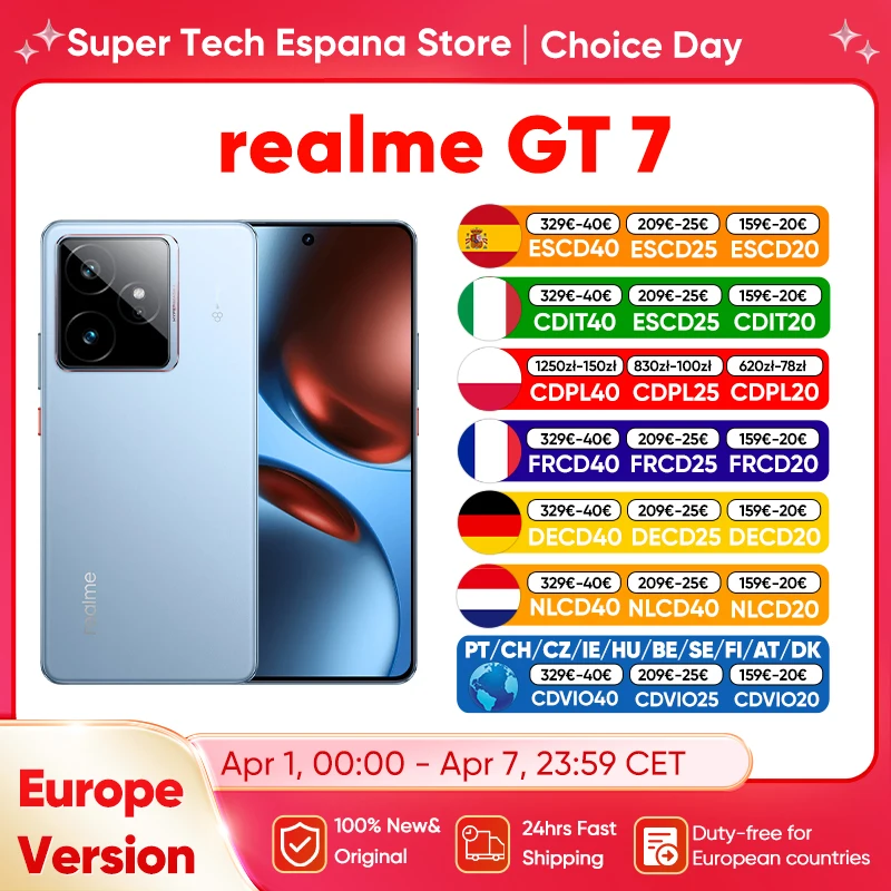Neues Realme GT7 5G Smartphone 1,5K+120Hz HD-Display 6000nit Pro-Esports Display 120W Super Charge 7000mAh Akku 50MP Kamera