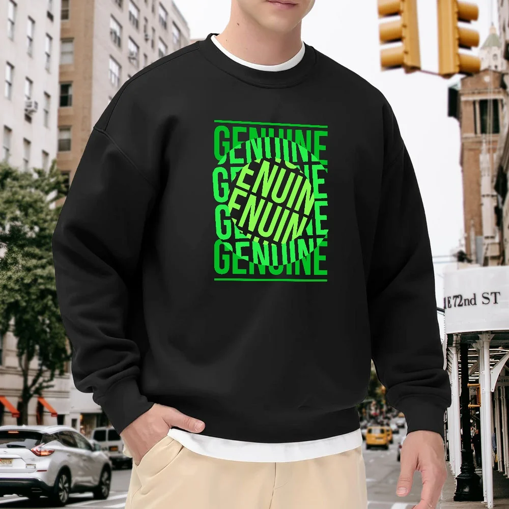 

Men's Black Round-Neck Loose Sweatshirt, Letter-Printed Street Fashion Top, Casual and Versatile, Comfortable and Breathable, New Autumn Style