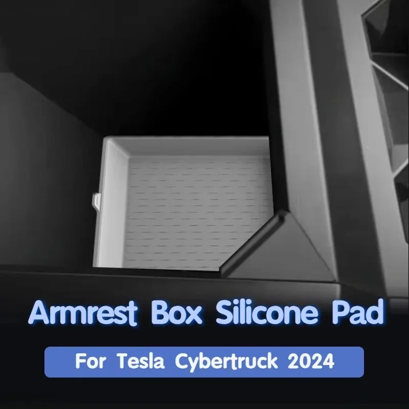 Armrest Box Silicone Pad For Tesla Cybertruck 2025 Anti Slip Pad Storage Box Mat for Cyber Pickup Truck Decoration Accessories