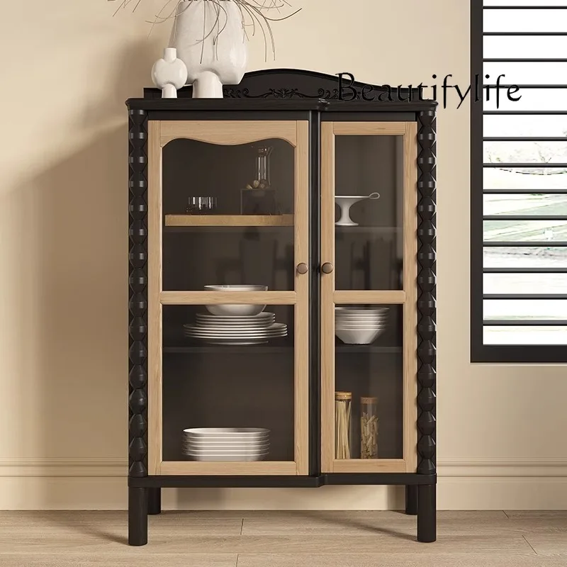 

French retro solid wood dining side cabinet, living room locker, wine cabinet, medieval high side cabinet, bedroom bookcase