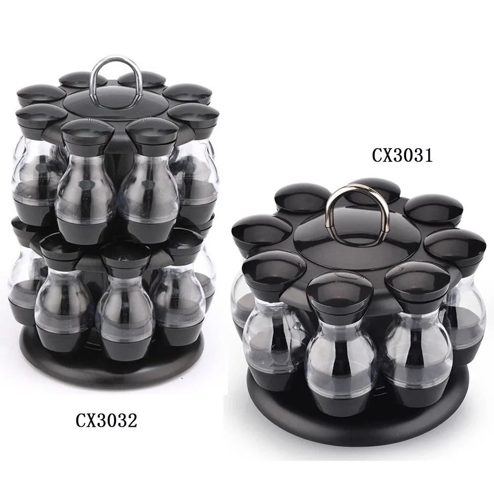 16 Double-layer Rotating Spice Rack Kitchen  Set Carousel Spice Rack