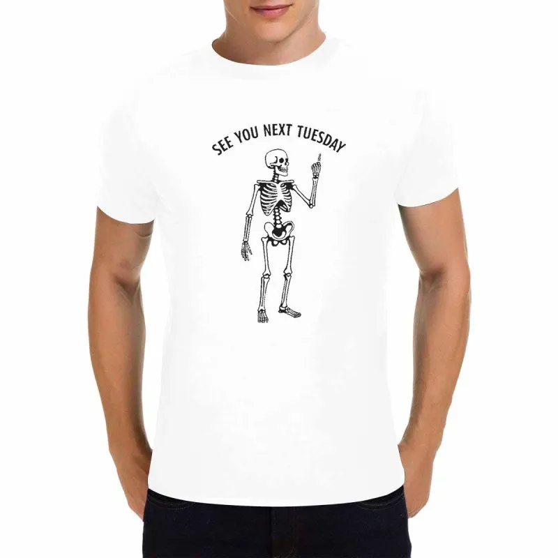 

Мужская белая футболка с круглым вырезом See You Next Tuesday Skeleton T-Shirt WHX 180г