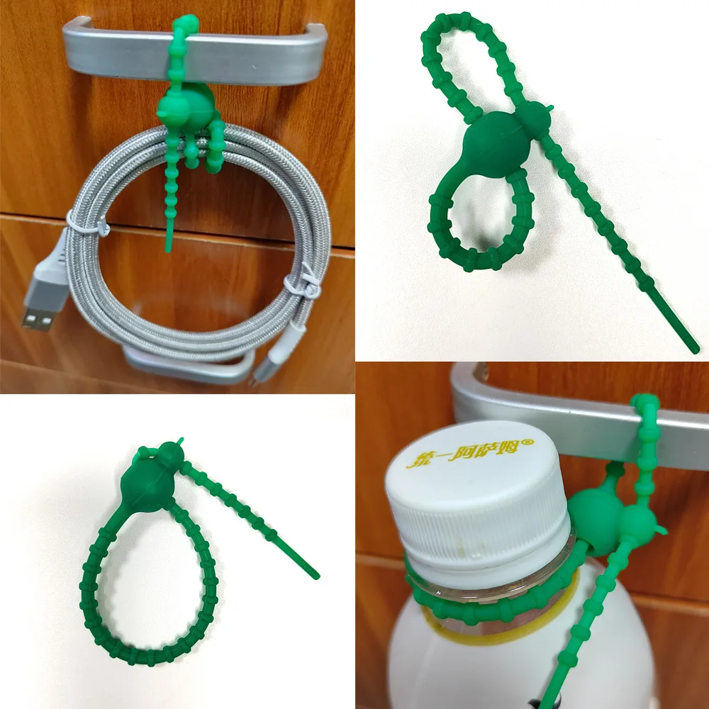10PCS High Quality Silicone Cable Winder DIY 200mm Cable Line Tie Multi-functional Silicone Ribbon