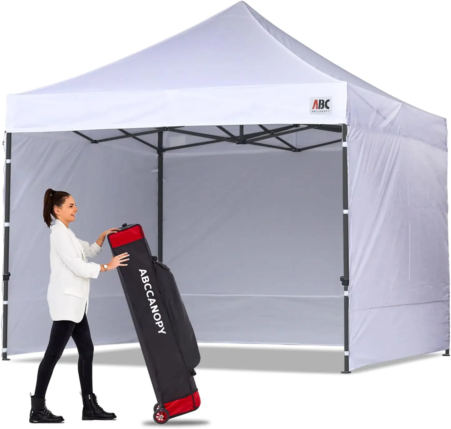 White Heavy Duty Easy Pop up Canopy Tent for Outdoor Use - Comes with Sidewalls