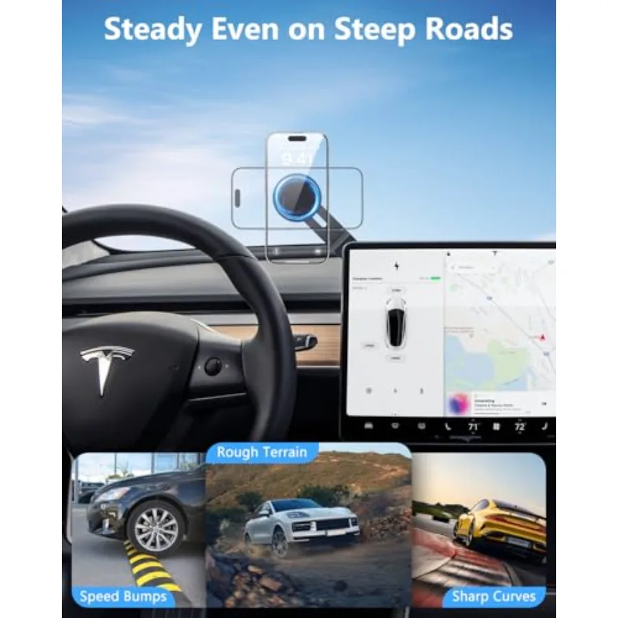 Tesla Phone Mount for Magsafe: Tesla Car Phone Holder for Tesla Model 3/Y Accessories Strongest N52 Magnet + 360° Adjustable Fo - view 6