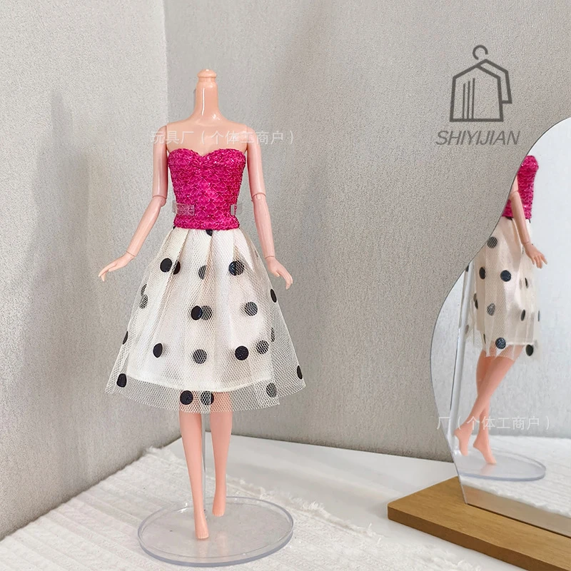 Vestido Sexy Estilo Pequeno e Fragrante para Festa de Verão, Vestidos de Noite com Poás para Boneca Supermodelo 1/6 de 30cm, Acessórios de Roupa para Boneca