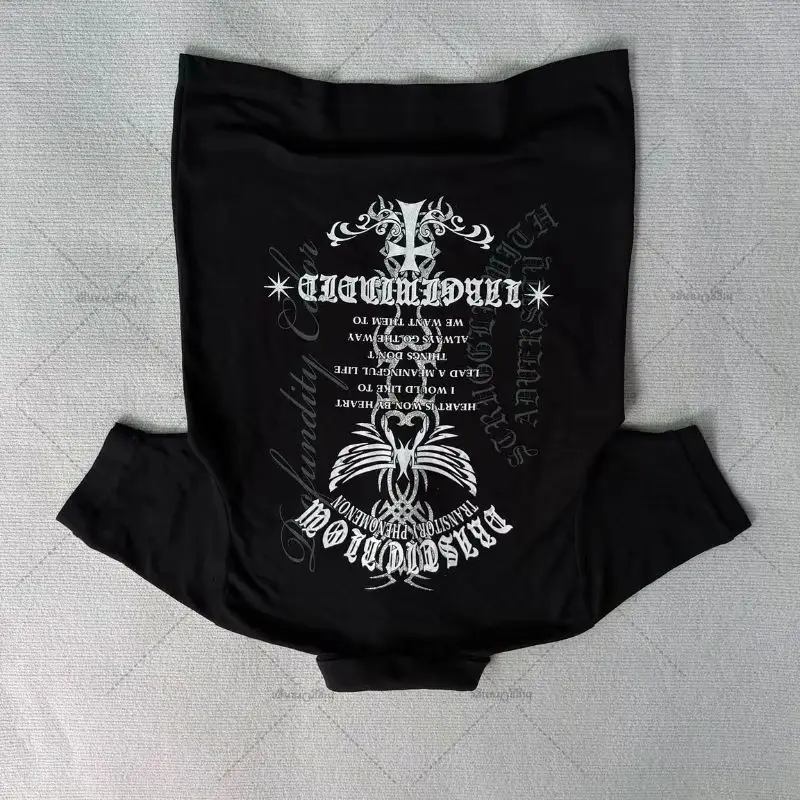 

Gothic Harajuku Hip-hop Trendy Anime Letter Printed Polo T-shirt Men Y2k High Street Classic Oversized Short-sleeved Top Women