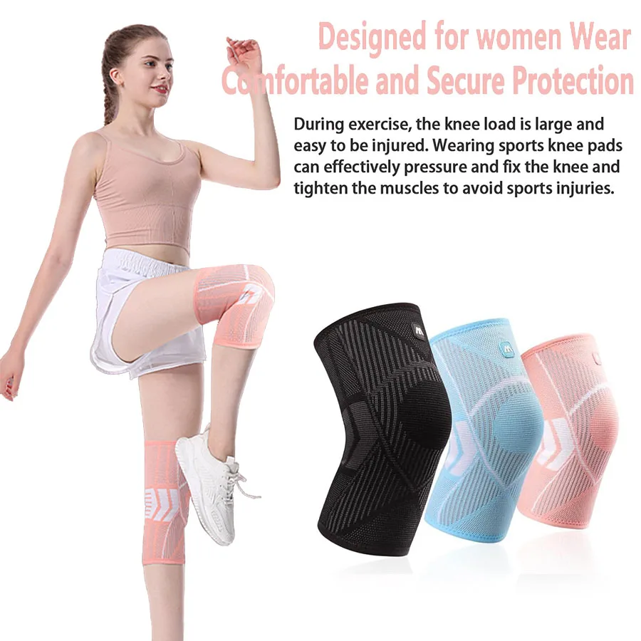 2Pcs Knee Supports Brace for Women Knee Compression Knee ​Pads Arthritis Joint Pain Relief Blue Pink Sports Running Protector