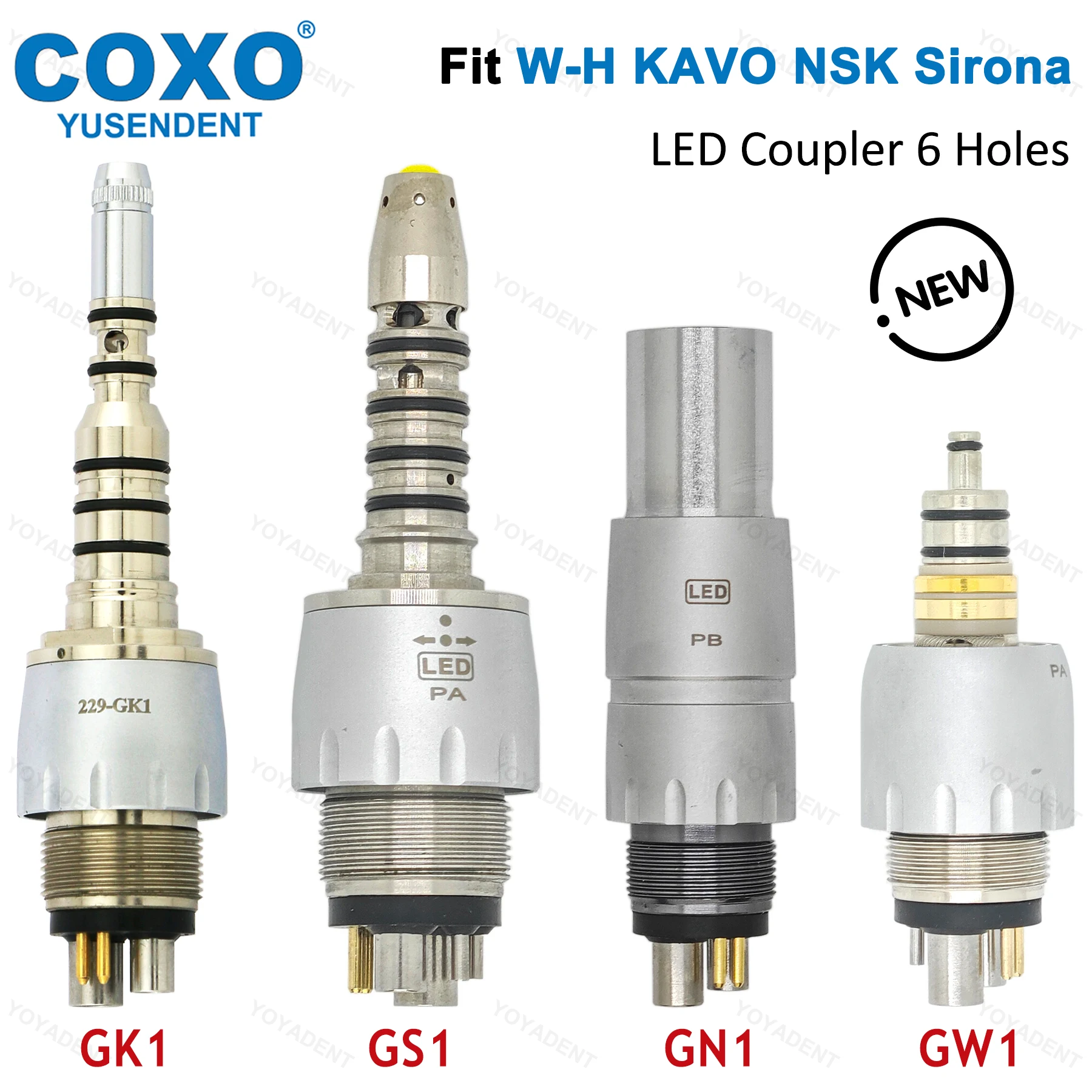 

НОВЫЙ Стоматологический адаптер COXO, 6-контактный, для светодиодных волоконно-оптических высокоскоростных наконечников, совместимый с W-H, KAVO, NSK, Sirona, CX229, стоматологические материалы