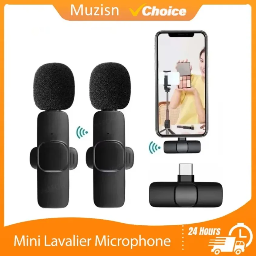 2025 grabación de Audio y vídeo Mini micrófono de solapa micrófono inalámbrico Mini micrófono Lavalier portátil para TypeC ipad iPhone juego teléfono