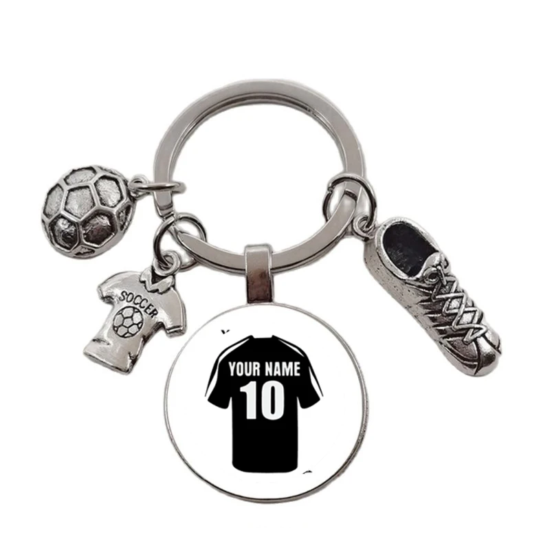 LLavero de fútbol con nombre personalizado, llavero Diy para amantes del fútbol, regalo de moda para Foo