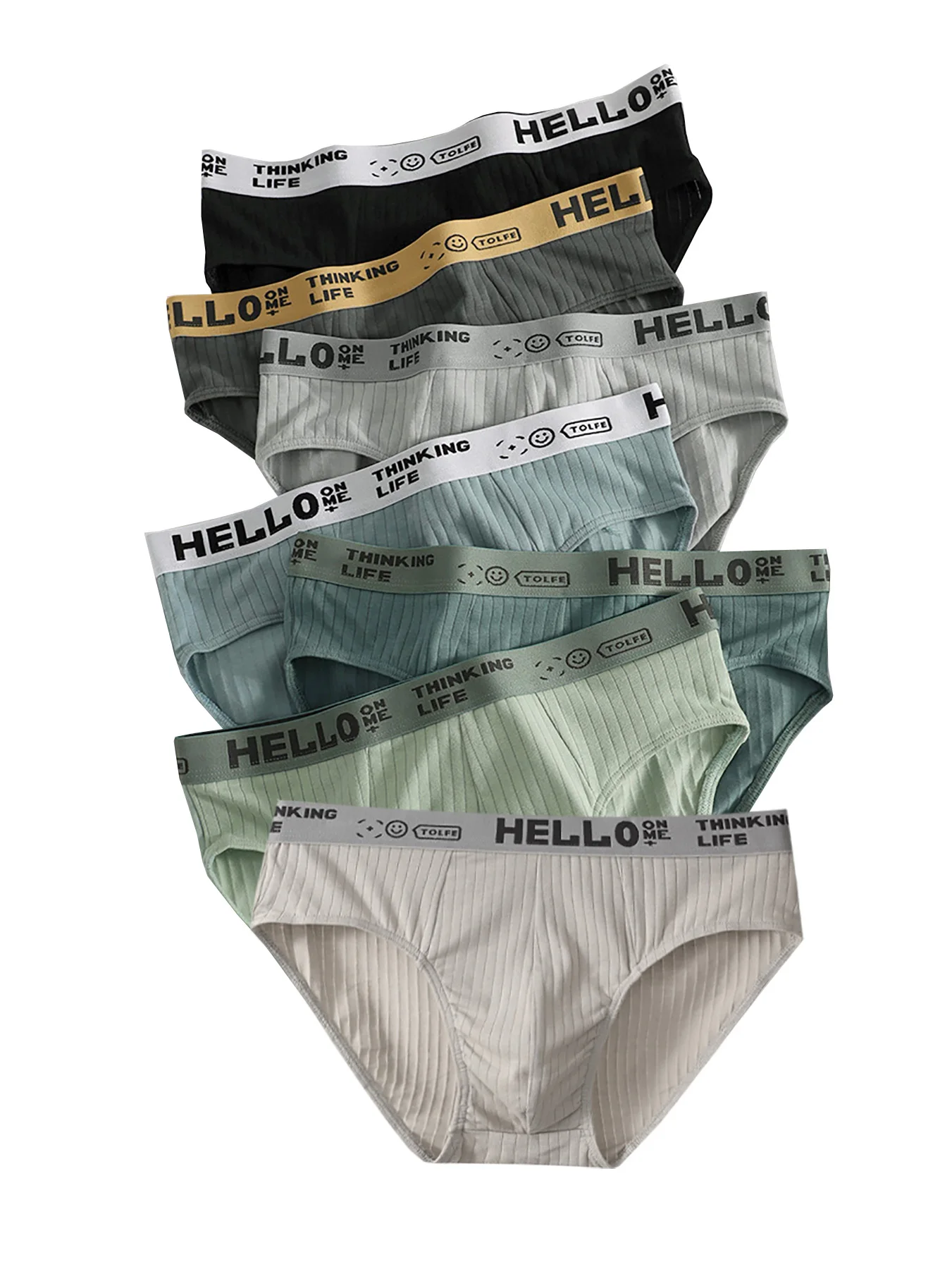 

7 шт. мужское полосатое простое треугольное нижнее белье со средней талией, многоцветное сочетание дышащего и удобного мужского нижнего белья