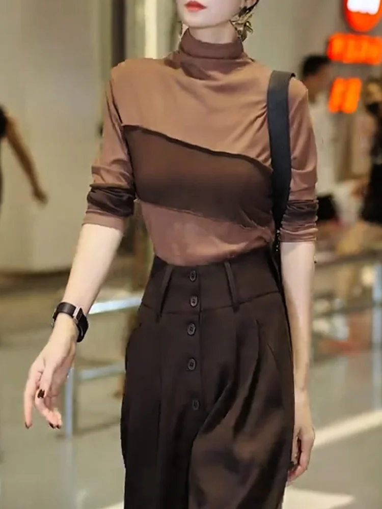 

Ретро-топ с эффектом утягивания для женщин, универсальный, больших размеров, осенний, новый, во французском стиле, с длинными рукавами...