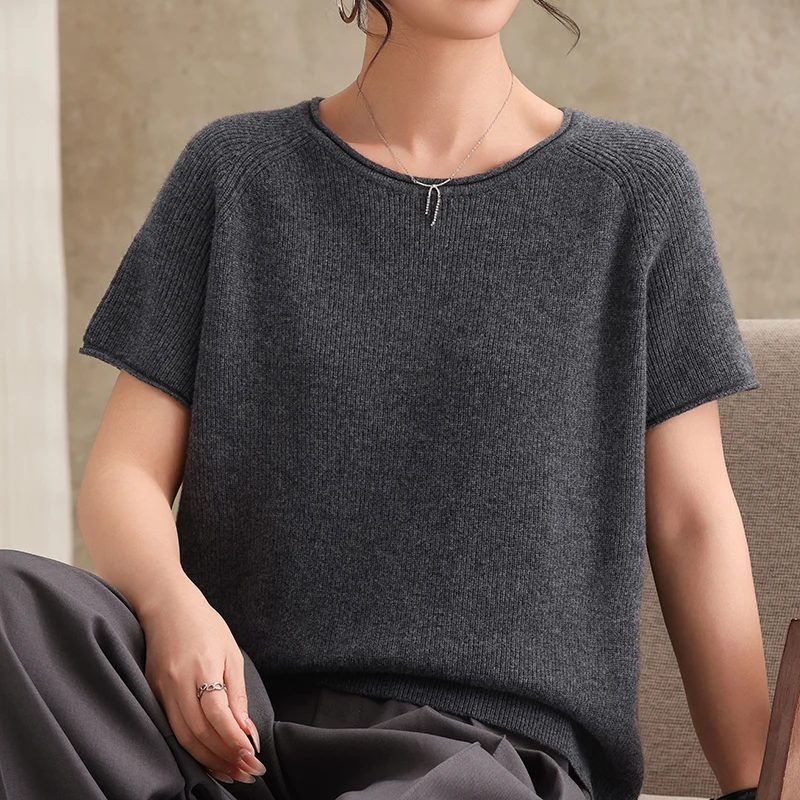 Summer New Knitted Womens O Neck Sweater Versatile Short Sleeve Pullover Cashmere Blend Tshirt 26 Style Women's t-shirt shirts