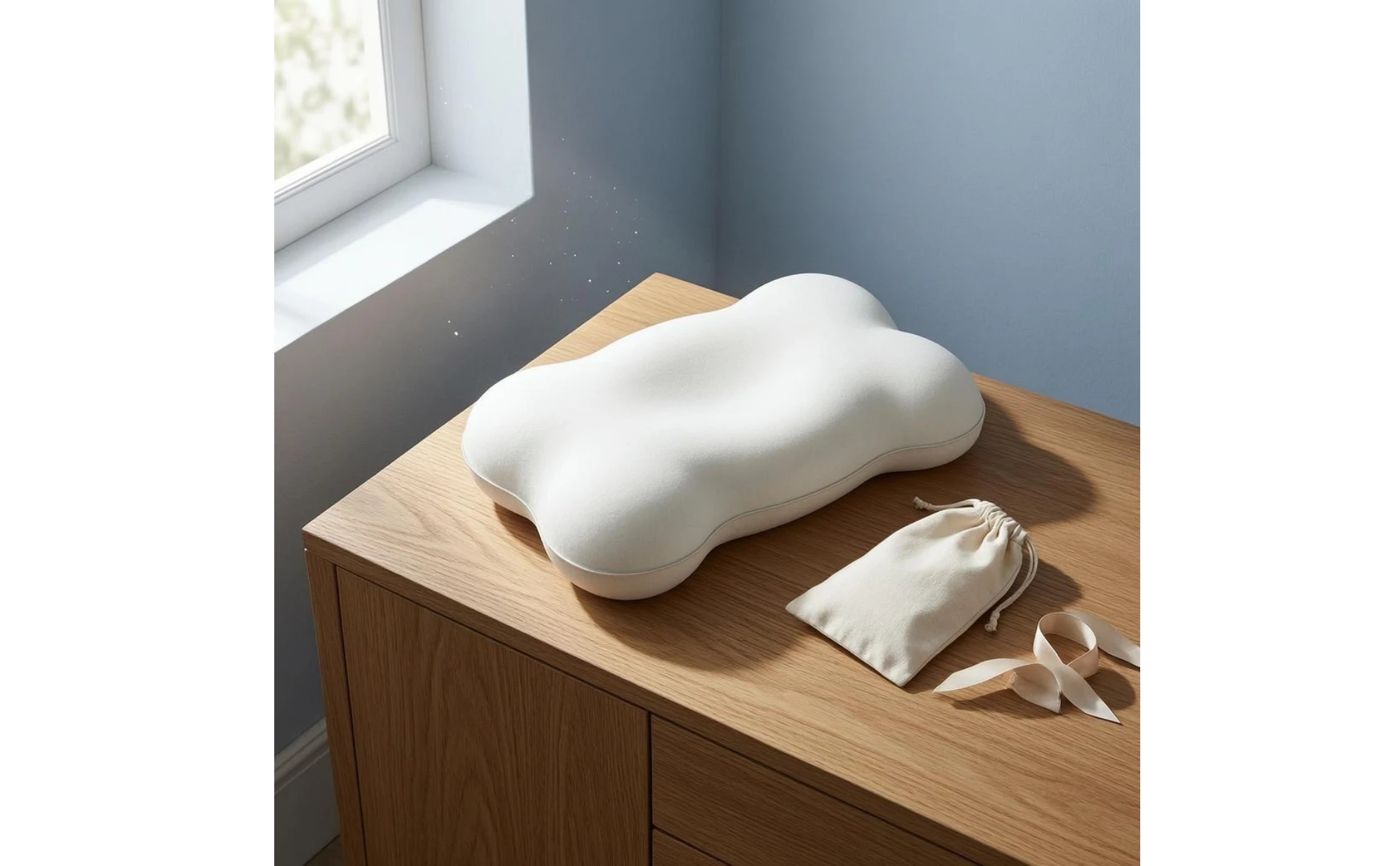 Contoured Memory Foam Pillow Raised Side Sections Sleep Support Bedding Matching Pillowcase